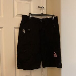 COOGI Black Cargo Shorts with Red Logo